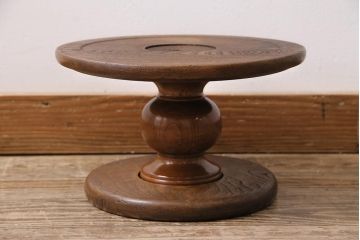 古民具　昭和初期　栓材　レトロな雰囲気漂う扇風機台(花台、ターンテーブル)(R-043798)
