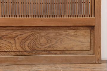 アンティーク建具　腰板ケヤキ材　裏障子付き　格子戸4枚セット(引き戸、建具)(R-043803)