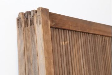 アンティーク建具　腰板ケヤキ材　裏障子付き　格子戸4枚セット(引き戸、建具)(R-043803)