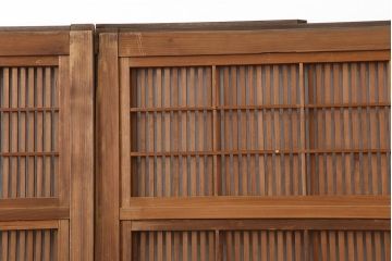 アンティーク建具　腰板ケヤキ材　裏障子付き　格子戸4枚セット(引き戸、建具)(R-043803)