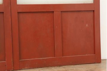 ビンテージ建具　温もりあふれる空間づくりにおすすめな暖色のガラス戸4枚セット(引き戸、建具)(R-043804)