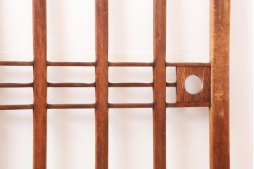 アンティーク建具　昭和レトロ　ヒノキ材　和モダンスタイルにもおすすめな引き戸2枚セット(建具)(R-043809)