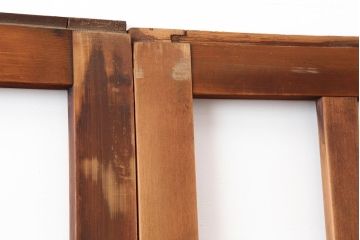 アンティーク建具　昭和レトロ　ヒノキ材　和モダンスタイルにもおすすめな引き戸2枚セット(建具)(R-043809)