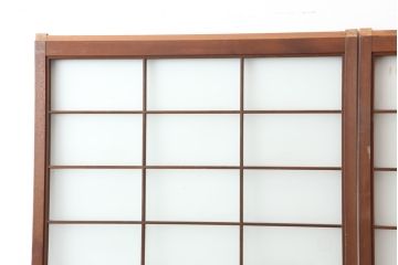 ビンテージ建具　すりガラス　和レトロな空間づくりにおすすめなガラス障子戸2枚セット(ガラス戸、引き戸、建具)(R-043810)
