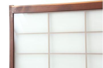 ビンテージ建具　すりガラス　和レトロな空間づくりにおすすめなガラス障子戸2枚セット(ガラス戸、引き戸、建具)(R-043810)