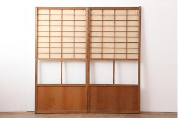 ビンテージ建具　和レトロな空間づくりにおすすめな障子戸2枚セット(引き戸、建具)(R-043811)