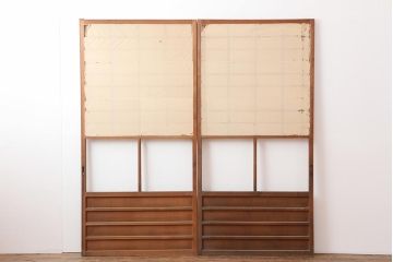 ビンテージ建具　和レトロな空間づくりにおすすめな障子戸2枚セット(引き戸、建具)(R-043811)