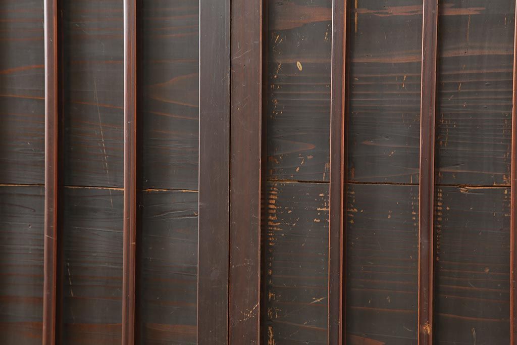 アンティーク建具　古民家スタイルや趣のある和空間におすすめな板戸4枚セット(格子戸)(R-043812)