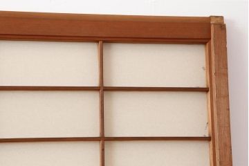 ビンテージ建具　杉材　和レトロな空間づくりにおすすめな障子戸2枚セット(引き戸、建具)(R-043813)