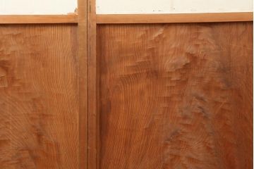 ビンテージ建具　杉材　和レトロな空間づくりにおすすめな障子戸2枚セット(引き戸、建具)(R-043813)