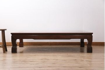 ビンテージ家具　民芸家具　昭和中期　カリン材　艷やかで美しい木肌が魅力的な座卓(ローテーブル、センターテーブル、花梨材)(R-043814)