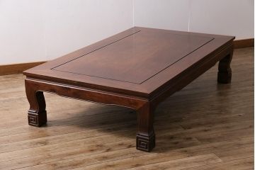 ビンテージ家具　民芸家具　昭和中期　カリン材　艷やかで美しい木肌が魅力的な座卓(ローテーブル、センターテーブル、花梨材)(R-043814)
