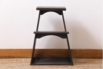 アンティーク雑貨　和製アンティーク　昭和初期　ペイントカラーが格好良い踏み台(ステップ、飾り台、花台)(R-043815)