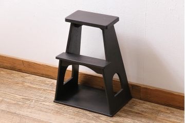 アンティーク雑貨　和製アンティーク　昭和初期　ペイントカラーが格好良い踏み台(ステップ、飾り台、花台)(R-043815)