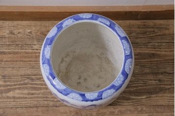 アンティーク雑貨　昭和初期　山水図　風情溢れる瀬戸火鉢(鉢カバー)(R-043816)