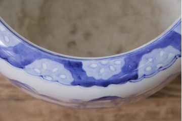 アンティーク雑貨　昭和初期　山水図　風情溢れる瀬戸火鉢(鉢カバー)(R-043816)