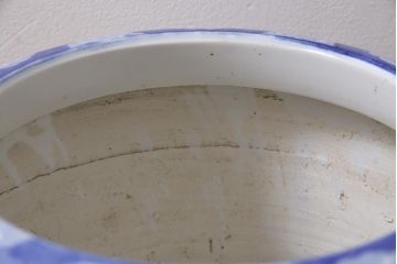 アンティーク雑貨　昭和初期　山水図　風情溢れる瀬戸火鉢(鉢カバー)(R-043816)