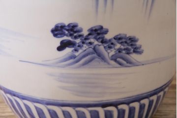 アンティーク雑貨　昭和初期　山水図　風情溢れる瀬戸火鉢(鉢カバー)(R-043816)