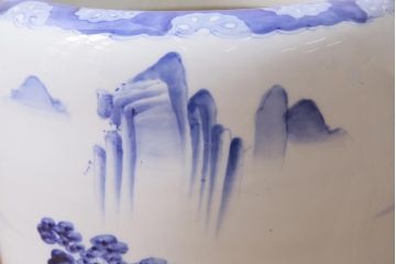 アンティーク雑貨　昭和初期　山水図　風情溢れる瀬戸火鉢(鉢カバー)(R-043816)
