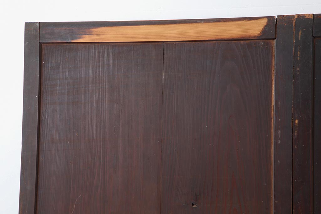 アンティーク建具　古民家スタイルや趣のある和空間におすすめな板戸2枚セット(格子戸)(R-043818)