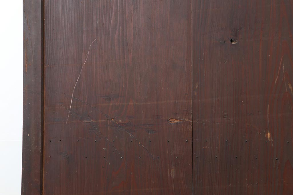 アンティーク建具　古民家スタイルや趣のある和空間におすすめな板戸2枚セット(格子戸)(R-043818)