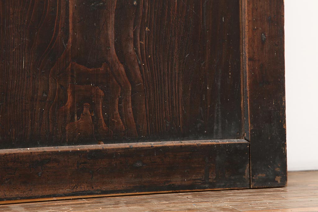 アンティーク建具　古民家スタイルや趣のある和空間におすすめな板戸2枚セット(格子戸)(R-043818)