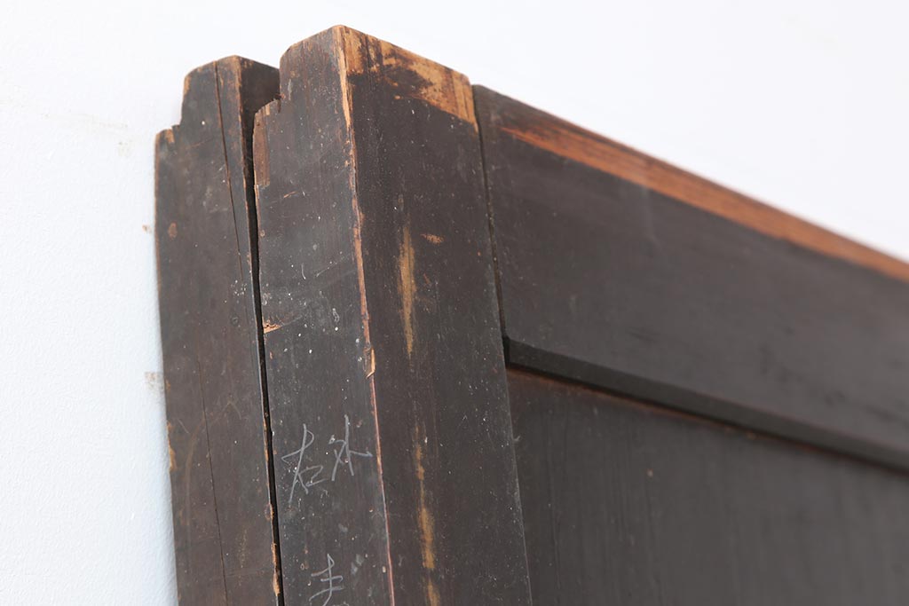 アンティーク建具　古民家スタイルや趣のある和空間におすすめな板戸2枚セット(格子戸)(R-043818)