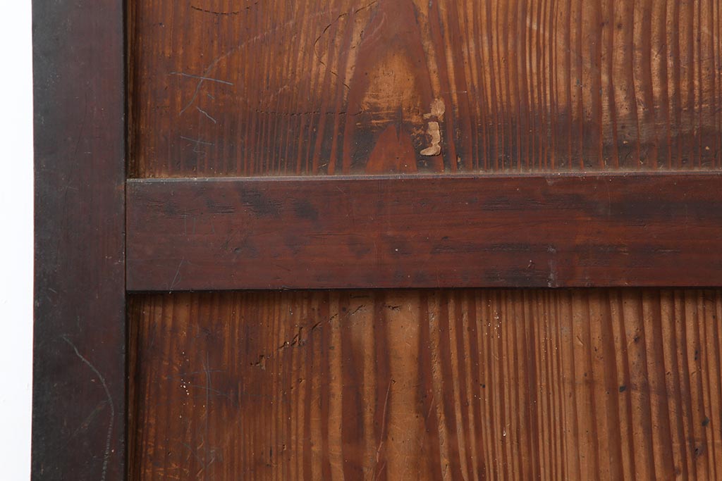 アンティーク建具　古民家スタイルや趣のある和空間におすすめな板戸2枚セット(格子戸)(R-043818)