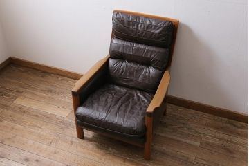 ヴィンテージ家具　オールドマルニ　maruni(マルニ木工)　スタイリッシュなデザインが魅力の一人掛けソファ(1シーター、1Pソファ、ビンテージ)(R-043822)