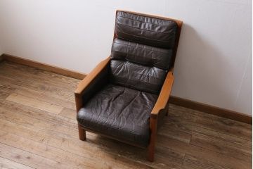 ヴィンテージ家具　オールドマルニ　maruni(マルニ木工)　スタイリッシュなデザインが魅力の一人掛けソファ(1シーター、1Pソファ、ビンテージ)(R-043823)