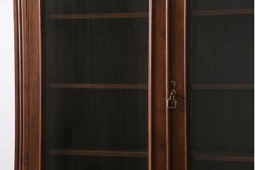 アンティーク家具　フランスアンティーク　ヴィクトリアン　マホガニー材　繊細なレリーフが見事なブックケース(本箱、収納棚、キャビネット、戸棚、カップボード)(R-043833)