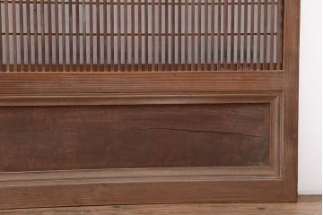 アンティーク建具　昭和中期　裏障子付き　腰板欅(ケヤキ)材　格子戸4枚セット(ガラス帯戸、引き戸)(R-043838)
