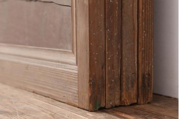 アンティーク建具　昭和中期　裏障子付き　腰板欅(ケヤキ)材　格子戸4枚セット(ガラス帯戸、引き戸)(R-043838)