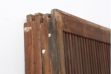 アンティーク建具　昭和中期　裏障子付き　腰板欅(ケヤキ)材　格子戸4枚セット(障子戸、ガラス帯戸、引き戸)(R-043840)