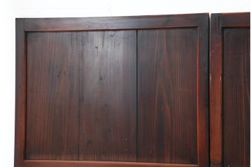 アンティーク建具　明治期　深みのある色合いが魅力的な格子帯戸4枚セット(板戸、引き戸)(R-043841)