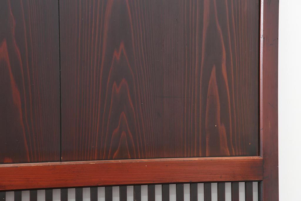 アンティーク建具　明治期　深みのある色合いが魅力的な格子帯戸4枚セット(板戸、引き戸)(R-043841)