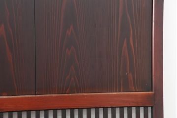 アンティーク建具　明治期　深みのある色合いが魅力的な格子帯戸4枚セット(板戸、引き戸)(R-043841)