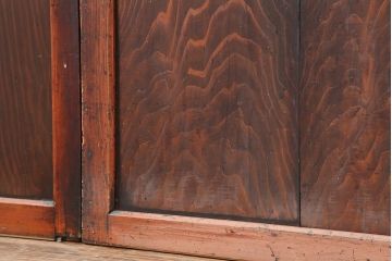 アンティーク建具　明治期　深みのある色合いが魅力的な格子帯戸4枚セット(板戸、引き戸)(R-043841)