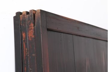 アンティーク建具　明治期　深みのある色合いが魅力的な格子帯戸4枚セット(板戸、引き戸)(R-043841)