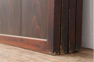 アンティーク建具　明治期　深みのある色合いが魅力的な格子帯戸4枚セット(板戸、引き戸)(R-043841)
