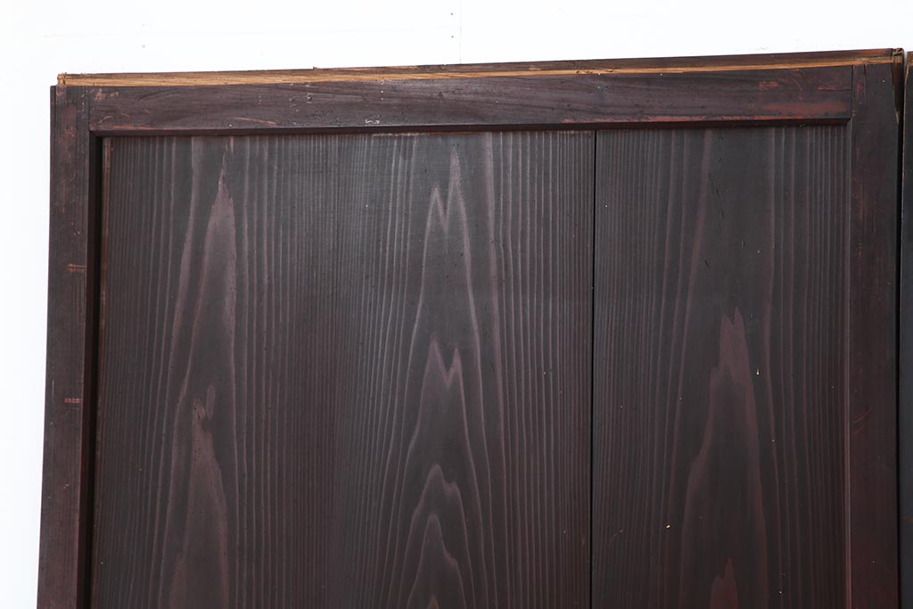 アンティーク建具　明治期　深みのある色合いが魅力的な格子帯戸4枚セット(板戸、引き戸)(R-043841)