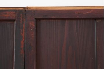 アンティーク建具　明治期　深みのある色合いが魅力的な格子帯戸4枚セット(板戸、引き戸)(R-043841)