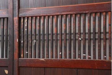 アンティーク建具　明治期　深みのある色合いが魅力的な格子帯戸4枚セット(板戸、引き戸)(R-043841)