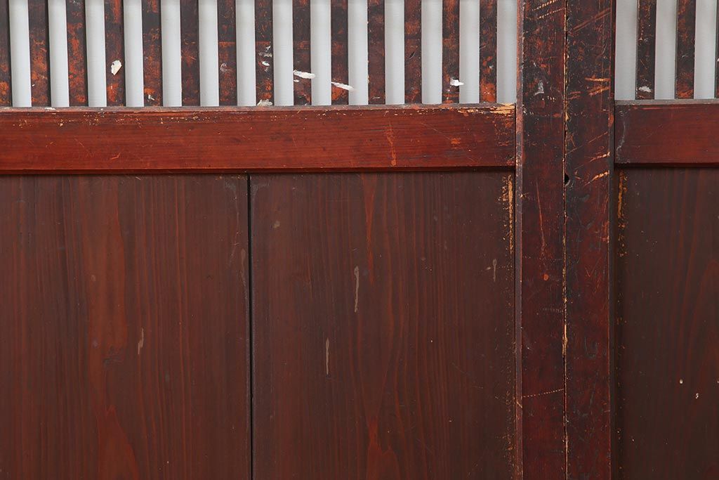 アンティーク建具　明治期　深みのある色合いが魅力的な格子帯戸4枚セット(板戸、引き戸)(R-043841)