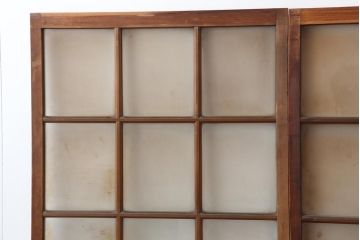 アンティーク建具　和レトロ　味わいとシンプルさが魅力のガラス戸2枚セット(引き戸、建具)(R-043846)