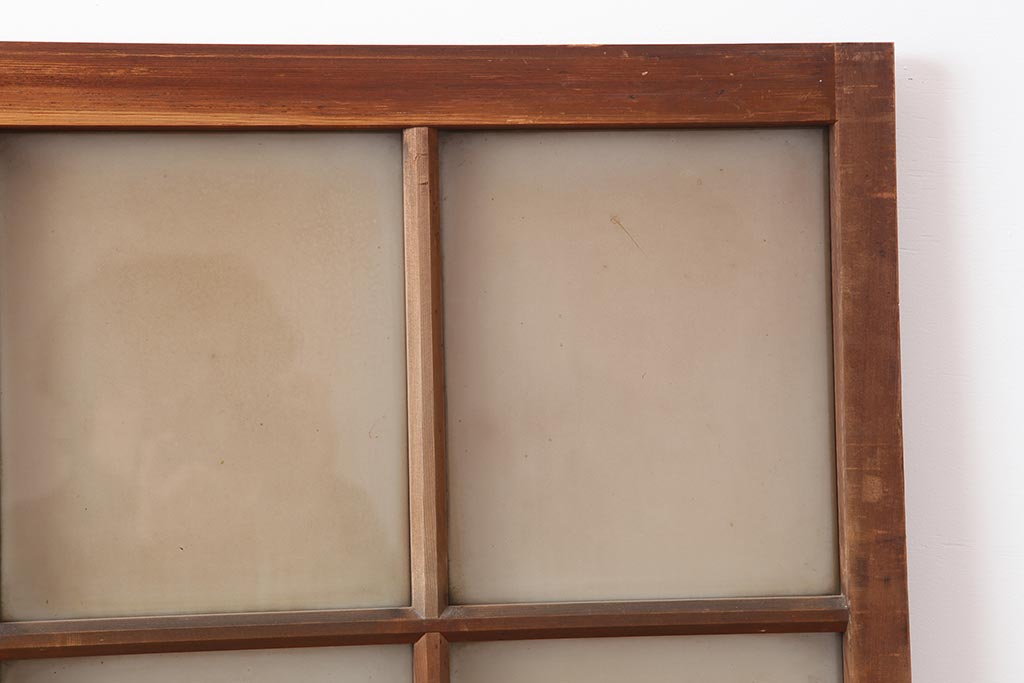 アンティーク建具　和レトロ　味わいとシンプルさが魅力のガラス戸2枚セット(引き戸、建具)(R-043846)