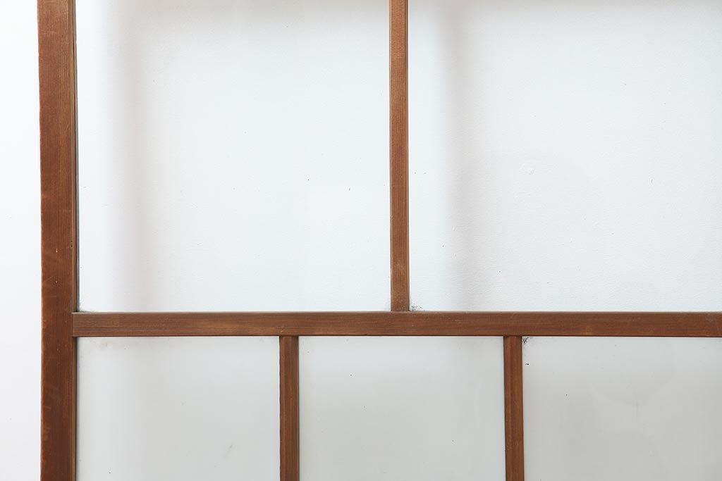 アンティーク建具　和レトロ　味わいとシンプルさが魅力のガラス戸2枚セット(引き戸、建具)(R-043846)