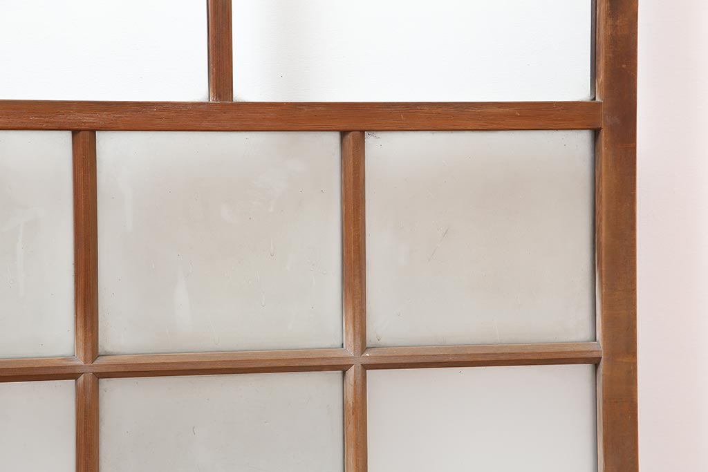 アンティーク建具　和レトロ　味わいとシンプルさが魅力のガラス戸2枚セット(引き戸、建具)(R-043846)