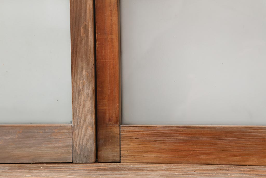 アンティーク建具　和レトロ　味わいとシンプルさが魅力のガラス戸2枚セット(引き戸、建具)(R-043846)