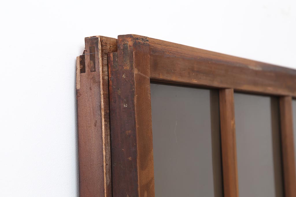 アンティーク建具　和レトロ　味わいとシンプルさが魅力のガラス戸2枚セット(引き戸、建具)(R-043846)